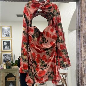 NWOT House of CB Red Floral Mini Dress